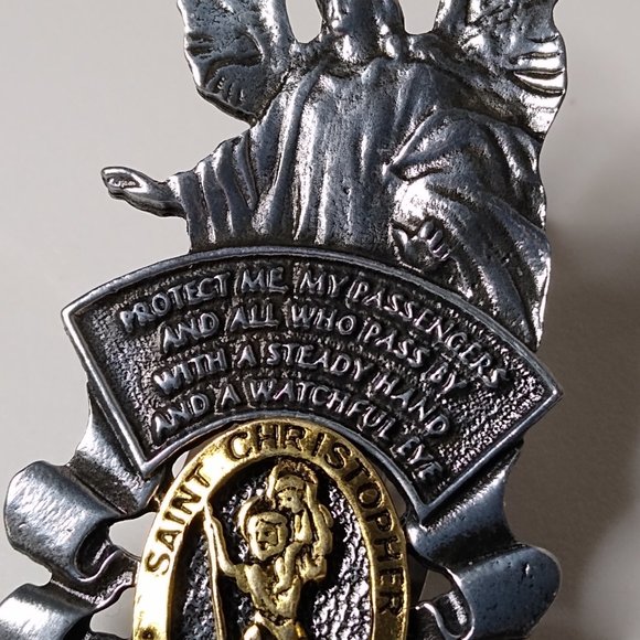 Camco Saint Christopher Protect Us Metal Auto Visor Clip - Picture 3 of 14